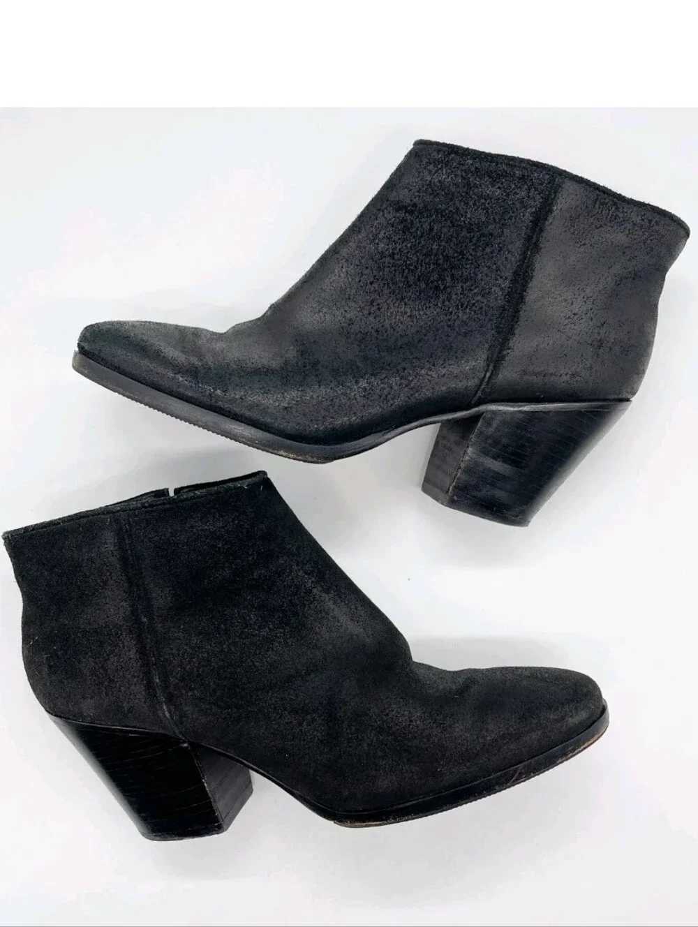 Rachel Comey Mars Calf Hair Ankle Bootie Black Chunky Stacked Heel 7